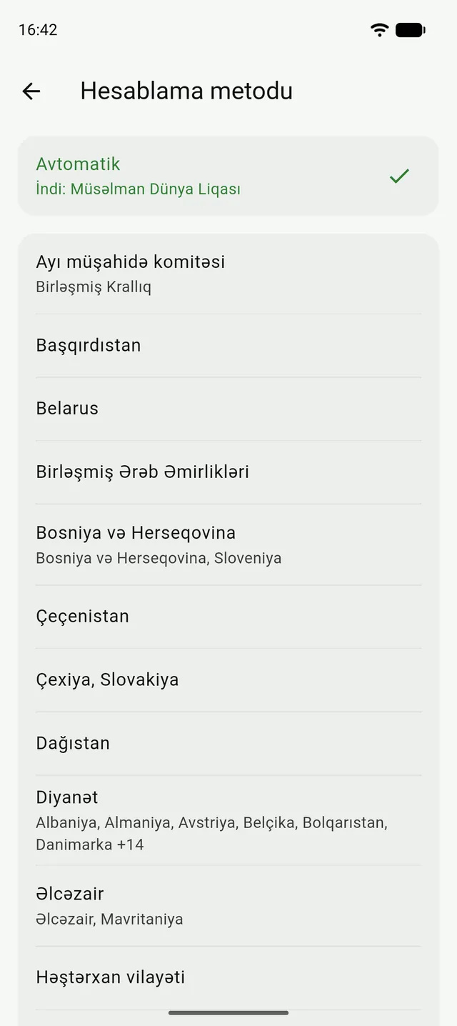 Tənzildə Hesablama metodu siyahısı, yuxarıda Avtomatik